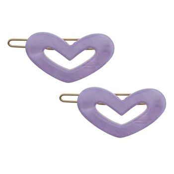 France Luxe - Mini Cutout Heart Barrettes - Lilac (2)