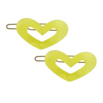 France Luxe - Mini Cutout Heart Barrettes - Yellow (2)