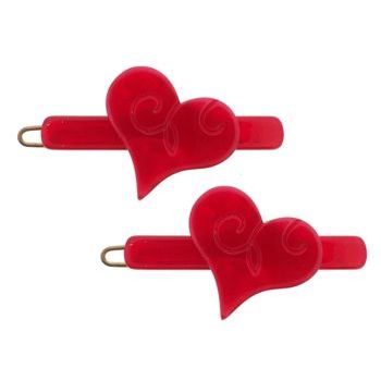 France Luxe - Tiny Heart Barrettes - Red (2)