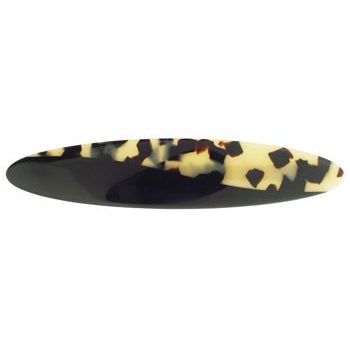 France Luxe - Split Tone Thin Oval Barrette - Black/Ivory Tokyo