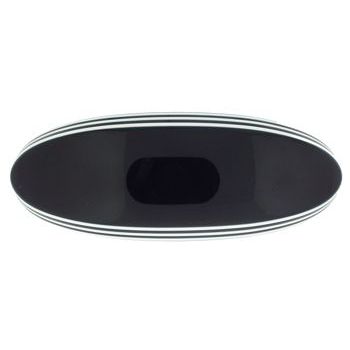 France Luxe - Layered Luxury Oval Barrette - Black w/White Trim