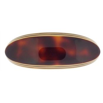 France Luxe - Layered Luxury Oval Volume Barrette - Tort w/Lain Trim