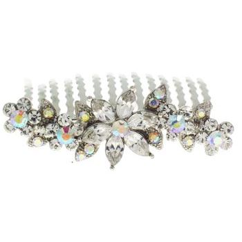 Karen Marie - Floral Crystal Comb - White & White AB Diamond Hued  (1)