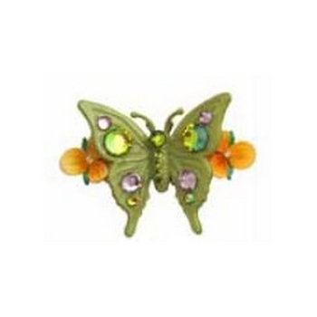 Tarina Tarantino - Fiore - Fargallina - Swarovski Crystal, Butterlfy, and Flowering Pansy Barrette - Indian Lime