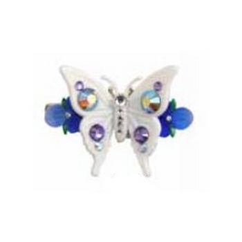 Tarina Tarantino - Fiore - Fargallina - Swarovski Crystal, Butterlfy, and Flowering Pansy Barrette - Ivorette