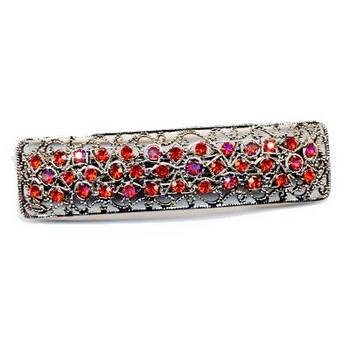 Austrian Crystal Filigree Bar - Red