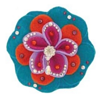 Tarina Tarantino - Kyoto Carnival - Fire Cracker - Swarovski Crystal and Felt Multi Layered Flowering Hairclip - Blue