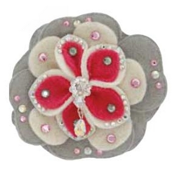 Tarina Tarantino - Kyoto Carnival - Fire Cracker - Swarovski Crystal and Felt Multi Layered Flowering Hairclip - Gray