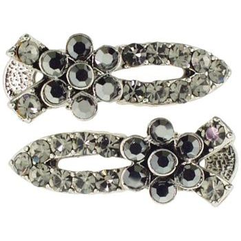 Karen Marie - Small Flower Alligator Clips - Smoke (set of 2)