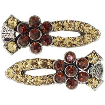 Karen Marie - Small Flower Alligator Clips - Topaz (set of 2)