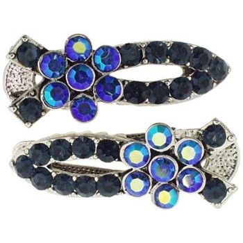 Karen Marie - Small Flower Alligator Clips - Sapphire (set of 2)