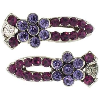 Karen Marie - Small Flower Alligator Clips - Amethyst (set of 2)