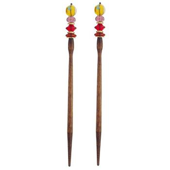 Mei Fa - Hairstyx - Flora - Long Brown Hairsticks - (Set of 2)