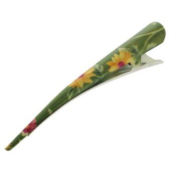 HB HairJewels - Floral Painted Banana Clips - Green (1)