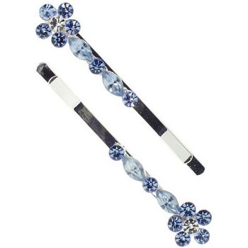 Karen Marie - Crystal Daisy Bobby Pins - Blue (Set of 2)