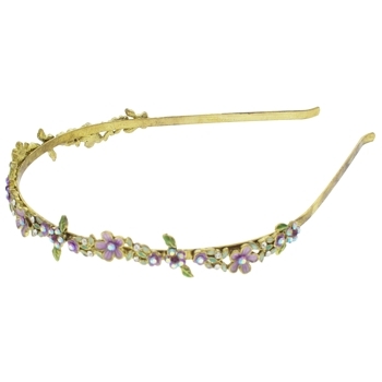 Medusa's Heirlooms - Enamel Crystal Flower Headband - Lavender w/ Gold Band (1)