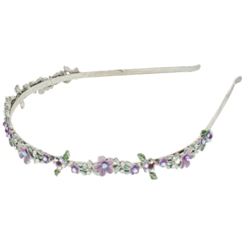 Medusa's Heirlooms - Enamel Crystal Flower Headband - Lavender w/ Silver Band (1)