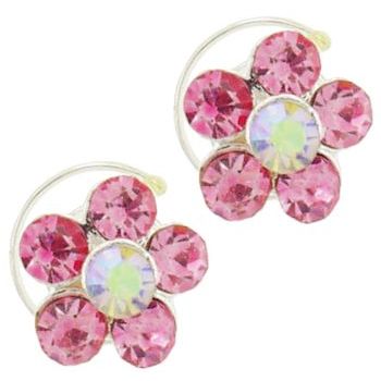 Karen Marie - Small Floating Crystal Flower Coils  - Rose (set of 2)