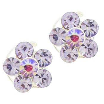 Karen Marie - Small Floating Crystal Flower Coils  - Lavender (set of 2)