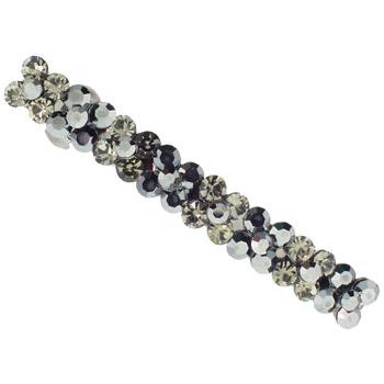 Karen Marie - Skinny Crystal Flower Barrette - Smoke z (1)