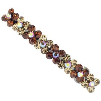 Karen Marie - Skinny Crystal Flower Barrette - Topaz (1)