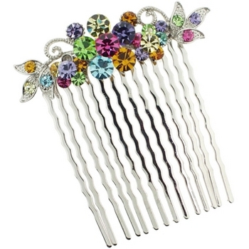 Karen Marie - Ornate Crystal Flower Comb - Multi Hued (1)