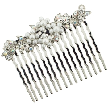 Karen Marie - Pearl Flower Cluster Comb - White (1)