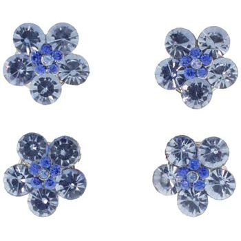 Karen Marie - Crystal Flower Hair Snaps  - Light Sapphire Blue (set of 4)