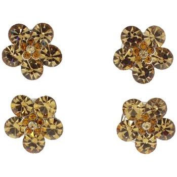 Karen Marie - Crystal Flower Hair Snaps  - Gold (set of 4)