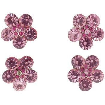 Karen Marie - Crystal Flower Hair Snaps  - Rose (set of 4)