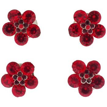 Karen Marie - Crystal Flower Hair Snaps  - Ruby (set of 4)