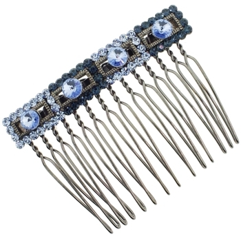 Karen Marie - Crystal Rec Buckle Comb - Sapphire (1)