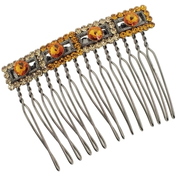 Karen Marie - Crystal Rec Buckle Comb - Amber (1)