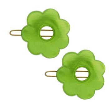 France Luxe - Small Flower Barrettes - Lime (2)