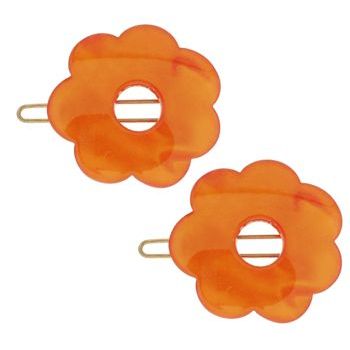 France Luxe - Small Flower Barrettes - Orange (2)