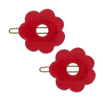 France Luxe - Small Flower Barrettes - Red (2)