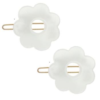 France Luxe - Small Flower Barrettes - White (2)