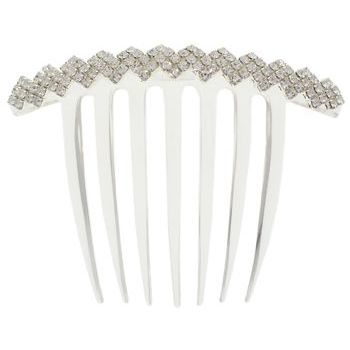 Karen Marie - Bridal Collection - Crystal Zig Zag French Twist Comb - White