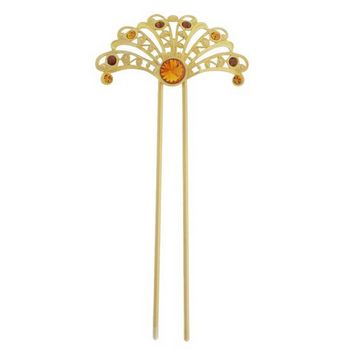 Gia Alessandra - Fan Chignon Pin - Antique Gold/Topaz (1)