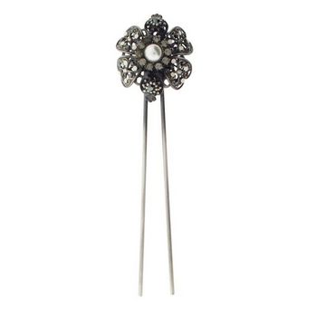 Gia Alessandra - Antique Brooch Design Chignon Pin - Antique Silver/Black (1)