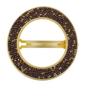 Gia Alessandra - Open Round Beaded Barrette - Dark Topaz & Gold (1)
