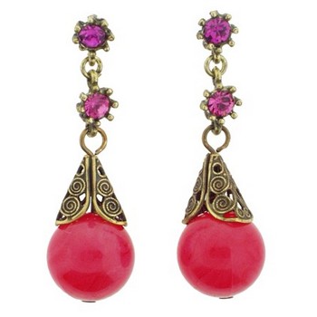 Gerard Yosca - Pink and Filigree Drop Earrings (2 Earrings Per Set)