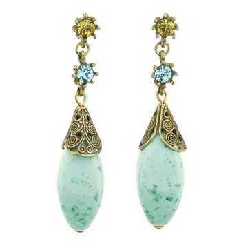 Gerard Yosca - Aqua and Filigree Drop Earrings (2 Earrings Per Set)