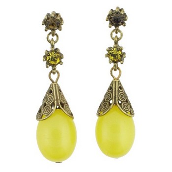 Gerard Yosca - Yellow and Filigree Drop Earrings (2 Earrings Per Set)