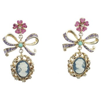 Gerard Yosca - Blue Cameo On Bow Earring (Set of 2 earrings)