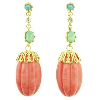 Gerard Yosca - Coral Filigree Drop Pierced Earrings (2 Earrings Per Set)