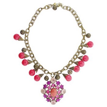Gerard Yosca - Pink Bead & Filigree Necklace w/Large Drop (1)