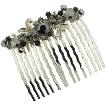 Karen Marie - Crystal Garden Flower Comb - Smoke (1)