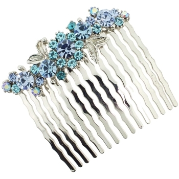 Karen Marie - Crystal Garden Flower Comb - Aqua (1)