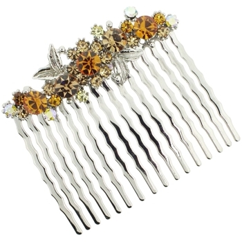 Karen Marie - Crystal Garden Flower Comb - Amber (1)